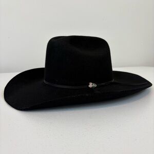 Justin Black Cowboy Western Hat Size 7 XX 100% Wool Rodeo Roper Milano Co. Hat